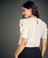 Bow Notch Sleeve Detailed Cream Top